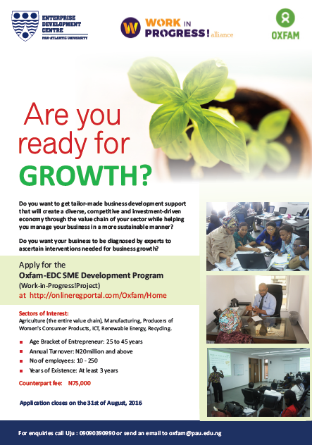 Apply for the Oxfam-EDC SME Development Program in Nigeria