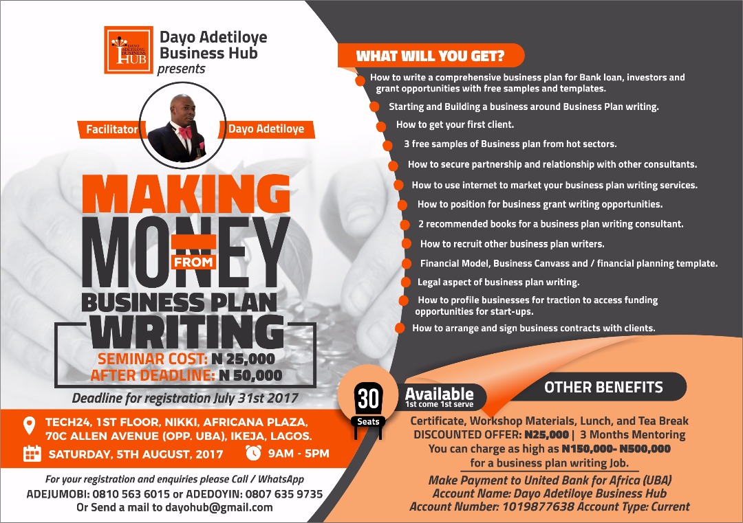 SEMINAR: MAKING MONEY FROM BUSINESS PLAN WRITING IN NIGERIA