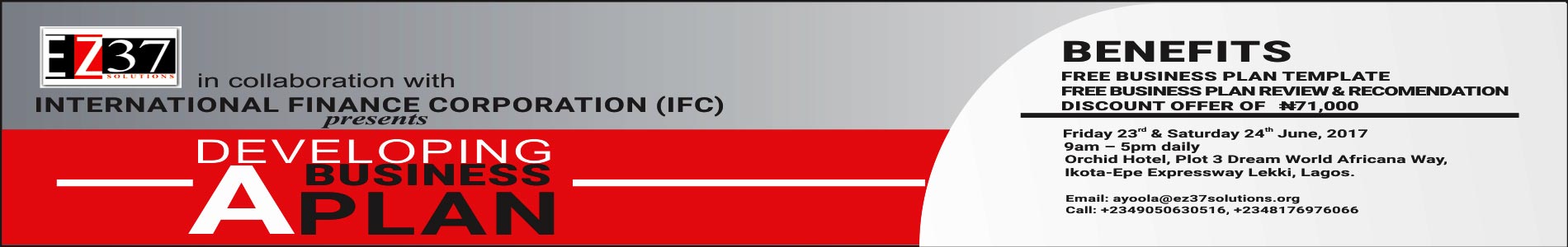 Training: Business Plan Training at International Financial Corporation (IFC) Powered by EZ37 Solutions.