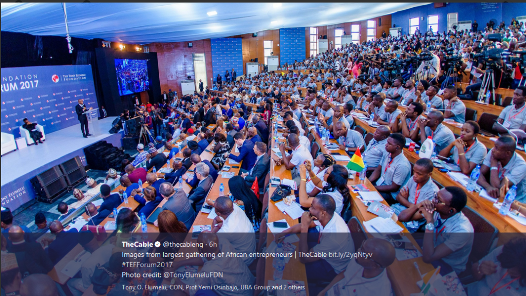 3rd Annual Tony Elumelu Foundation (TEF) Entrepreneurship Forum on 14th of October 2017 in Lagos.