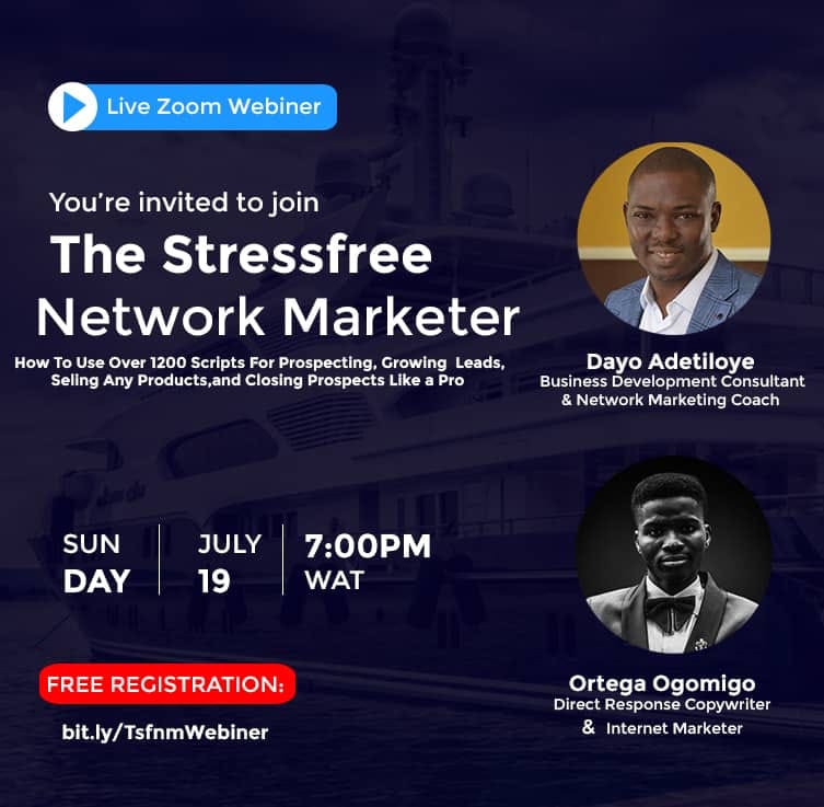 STRESSFREE Network Marketer Seminar via Zoom