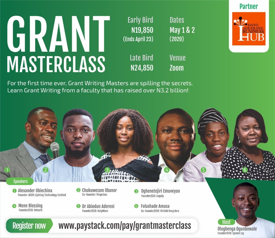 Grant Master Class 2020 for CEOs, Startups Entrepreneurs, and NGOs.